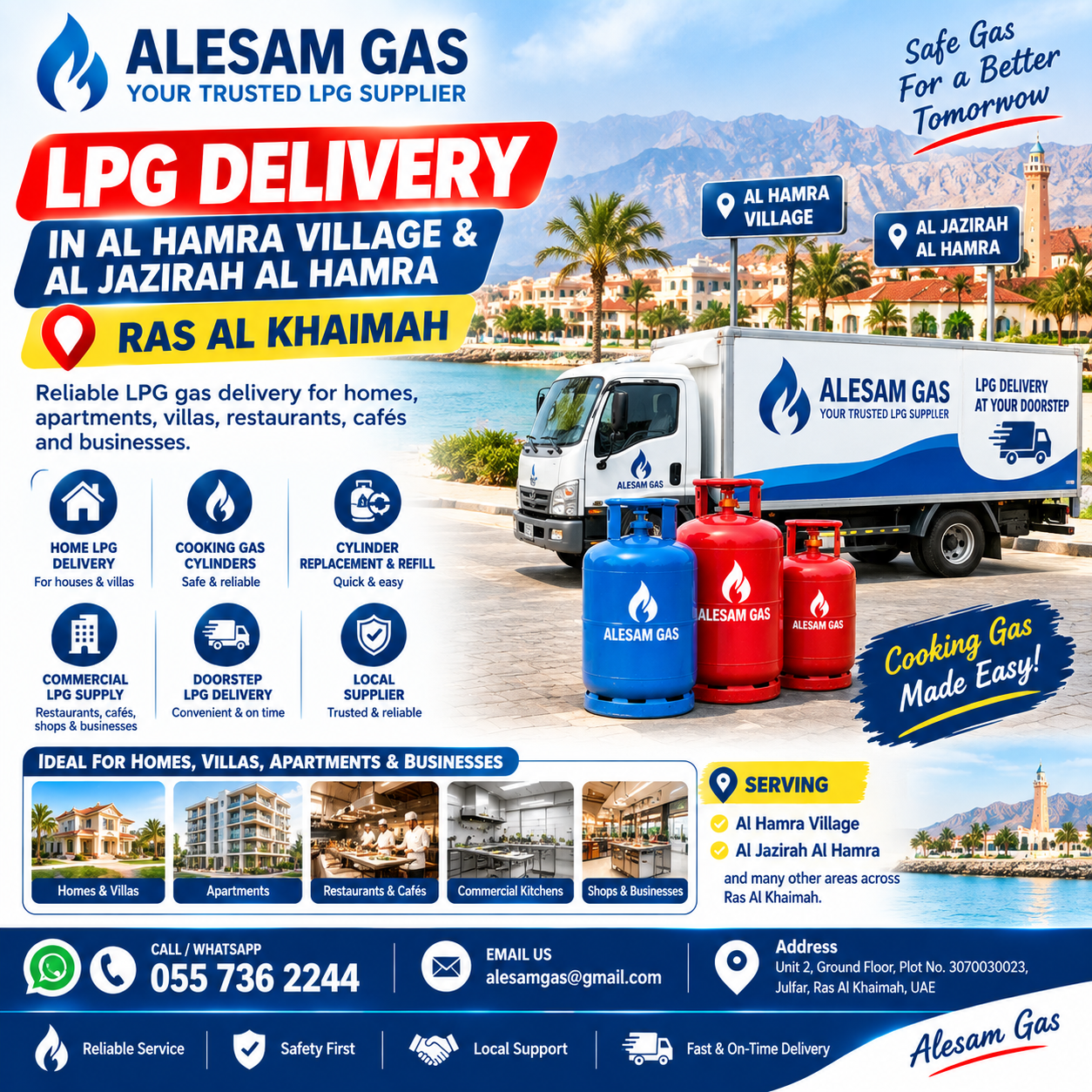 LPG Delivery in Al Hamra Village & Al Jazirah Al Hamra, Ras Al Khaimah Dubai