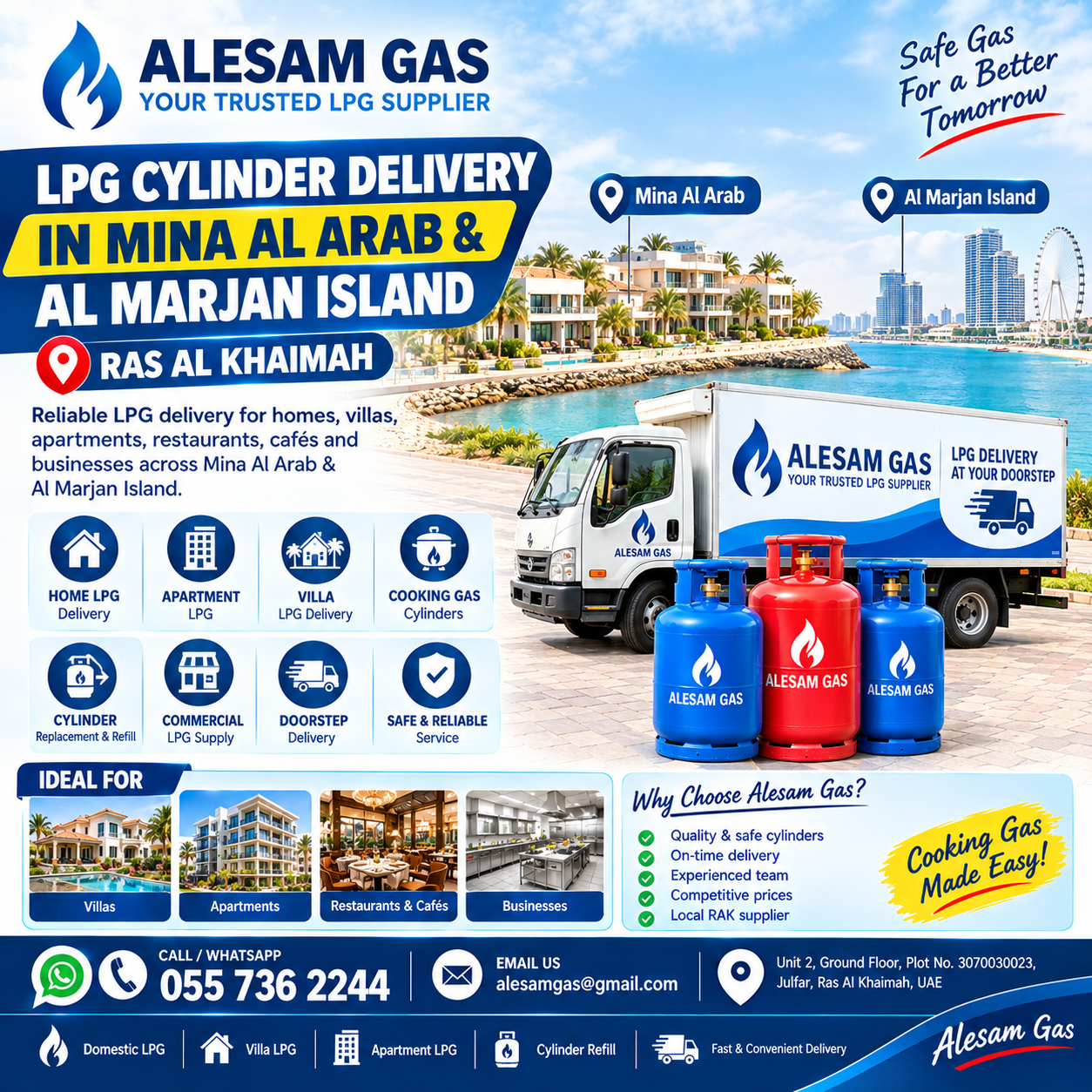 LPG Cylinder Delivery in Mina Al Arab & Al Marjan Island