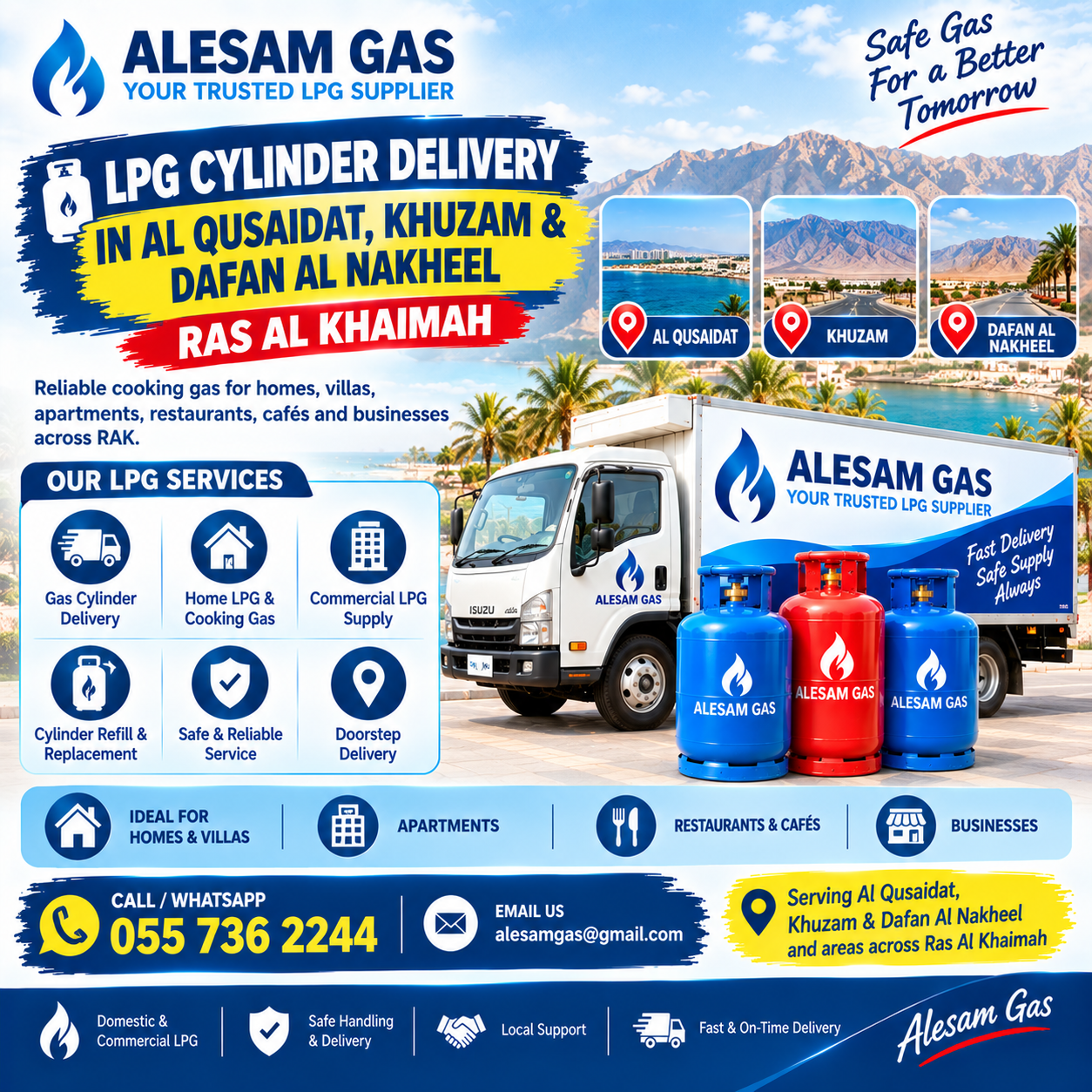 LPG Cylinder Delivery in Al Qusaidat, Khuzam & Dafan Al Nakheel Dubai