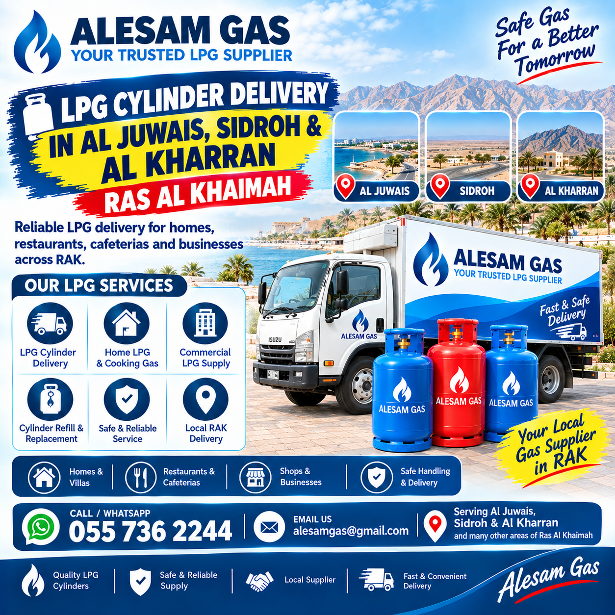 LPG Cylinder Delivery in Al Juwais, Sidroh & Al Kharran, Ras Al Khaimah