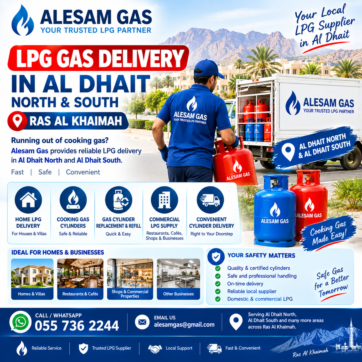 LPG Gas Delivery in Al Dhait North & Al Dhait South, Ras Al Khaimah Dubai
