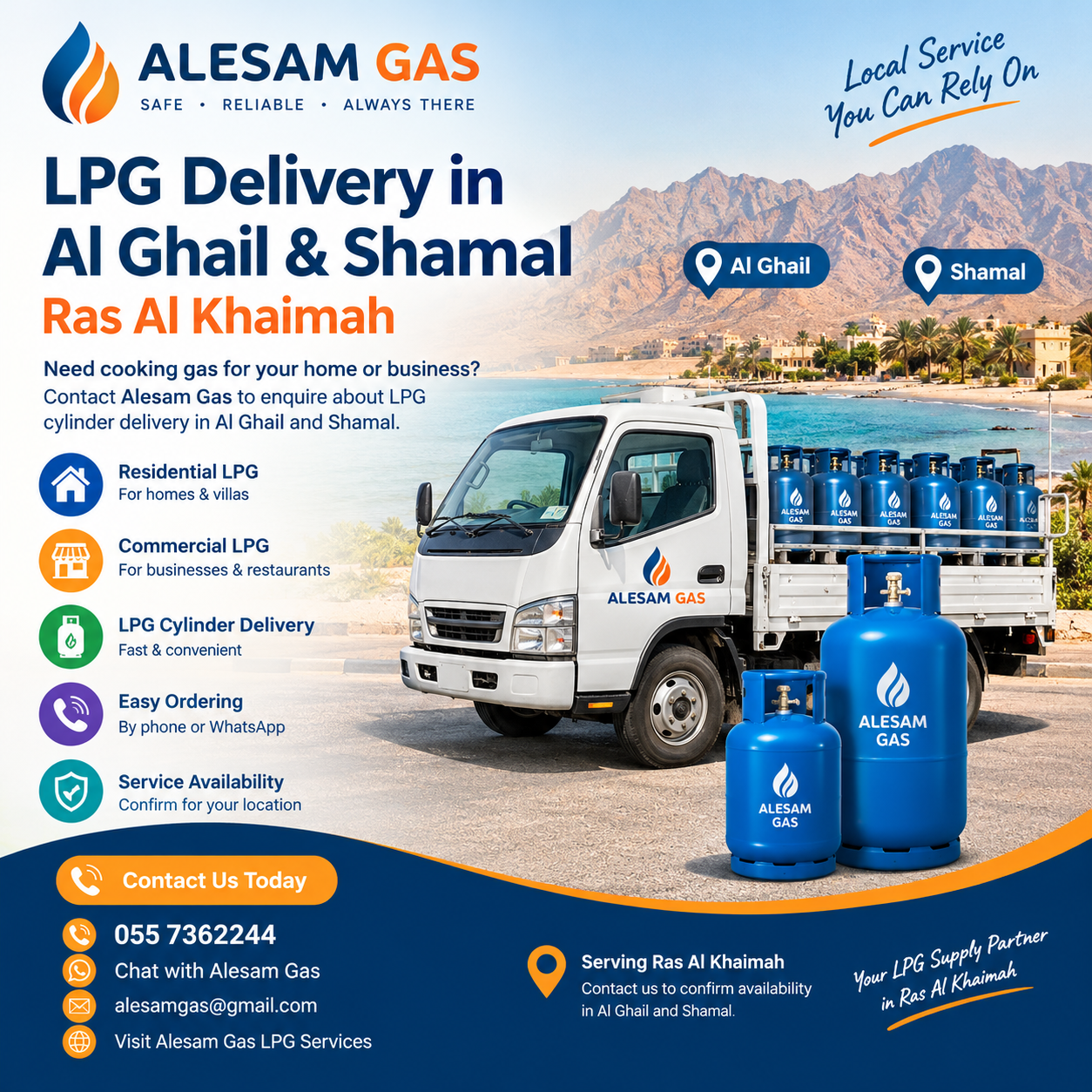 LPG Delivery in Al Ghail & Shamal, Ras Al Khaimah