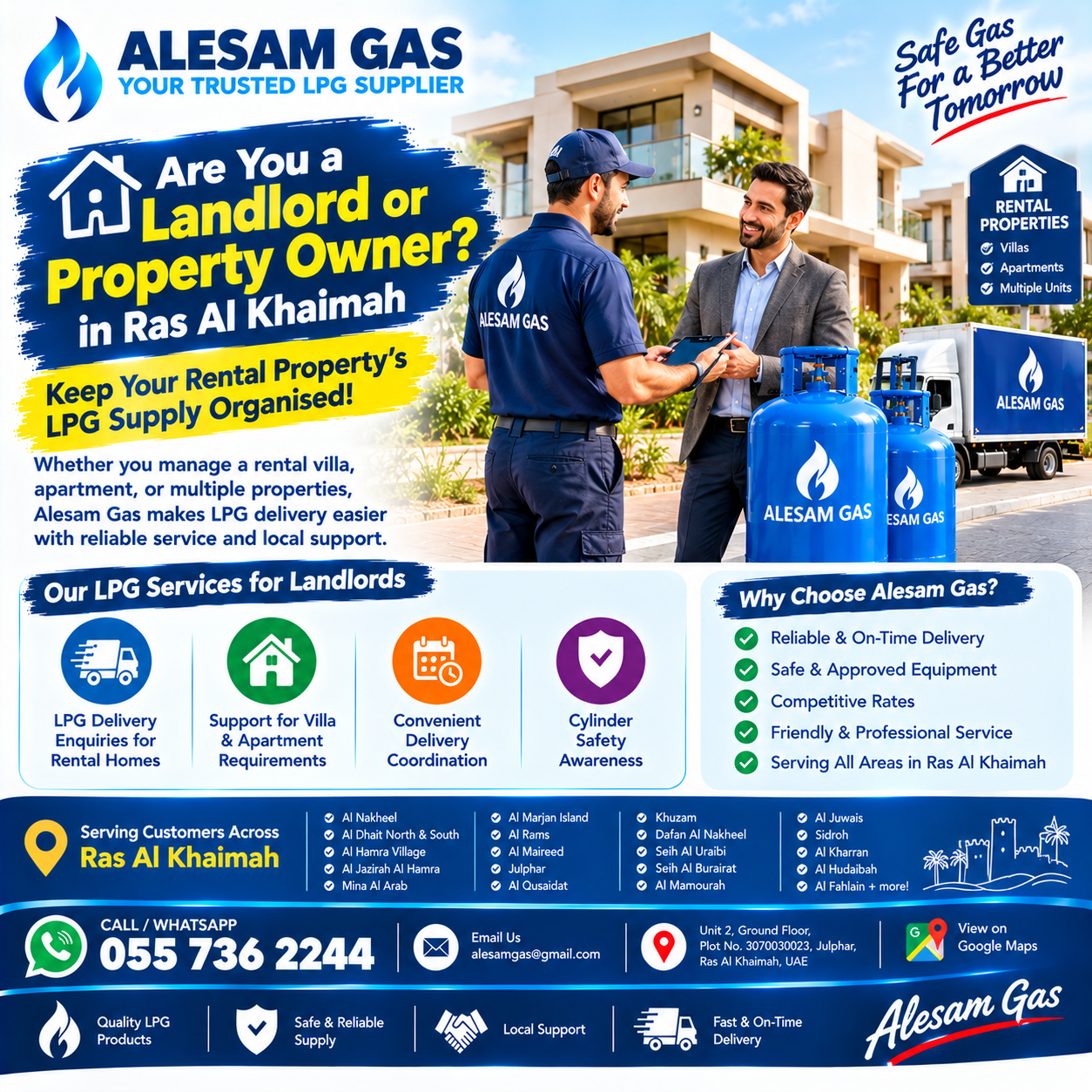 LPG Delivery for Property Owners & Landlords in Ras Al Khaimah Dubai