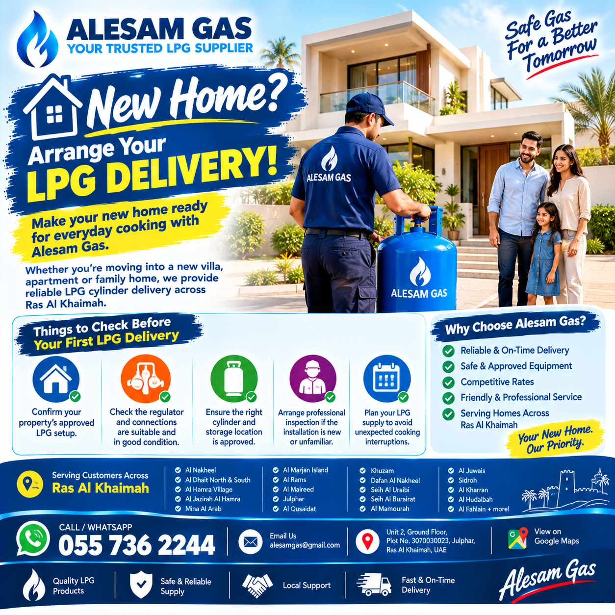 LPG Cylinder Delivery for New Homes in Ras Al Khaimah